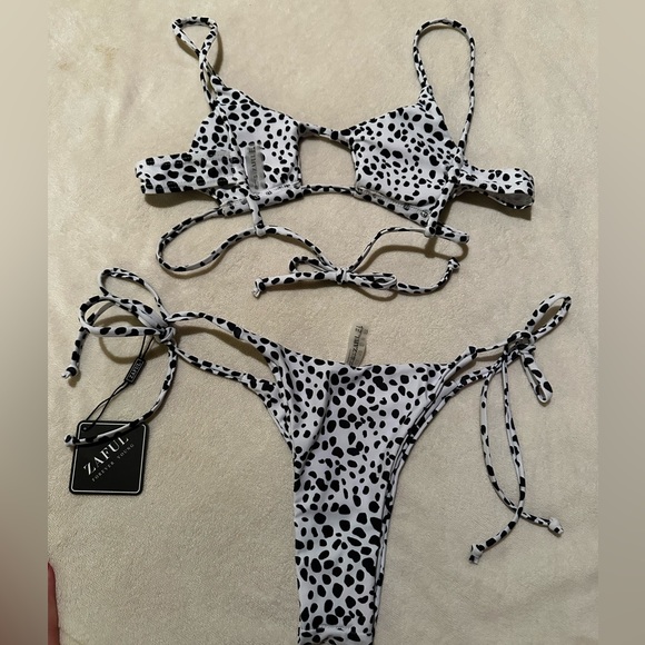 NWT Zaful Dalmatian Polka Dot Strappy Bikini Small - Picture 2 of 4